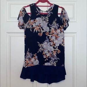 Navy/floral off the shoulder top